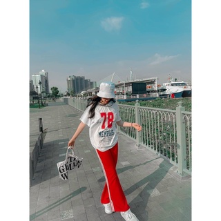 Set áo thun quần ống loe thể thao