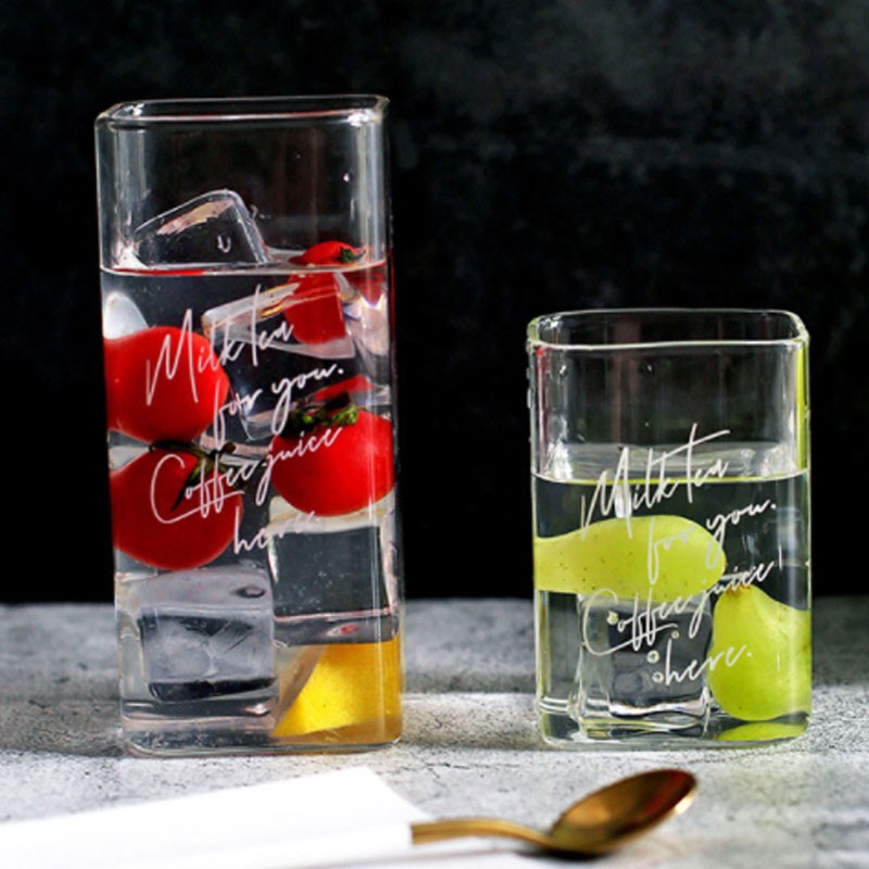Ly SWEEJAR bằng thủy tinh hình vuông in chữ tiếng Anh đơn giản