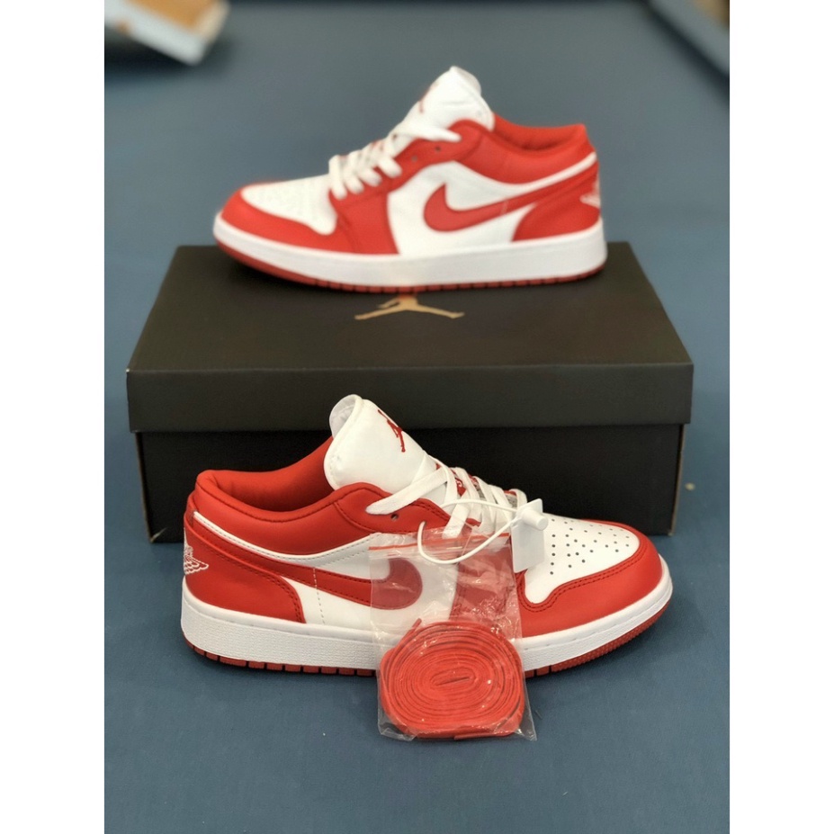 Giày 𝐍𝐢𝐤𝐞 𝗷𝗼𝗿𝗱𝗮𝗻 𝟭 Đỏ Trắng Cổ Thấp- Giày Sneaker Nam Nữ Thể Thao Cổ Thấp Thời Trang Cao Cấp