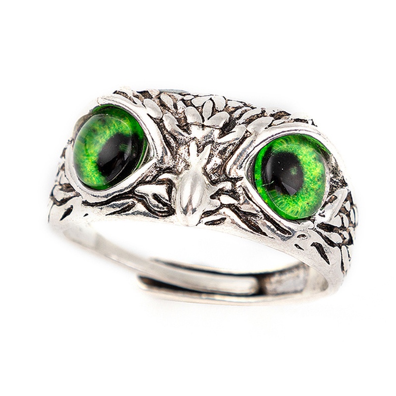 Nhẫn Đeo Tay Kim Loại Hình Cú Mèo Mắt Mèo Cá Tính Cho Nam Nữ