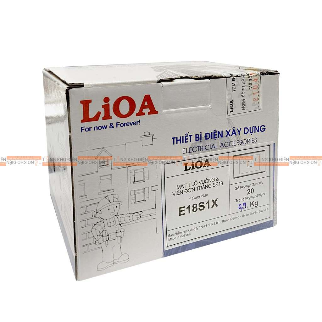 Mặt 1 lỗ LiOA chính hãng, Nhựa TRẮNG - Tiếp điểm ĐỒNG