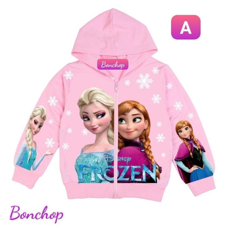 Áo khoác bé gái hình Elsa từ 09-43kg - Áo khoác bé gái -ELSA - Thun cotton da cá in 3D cực chất