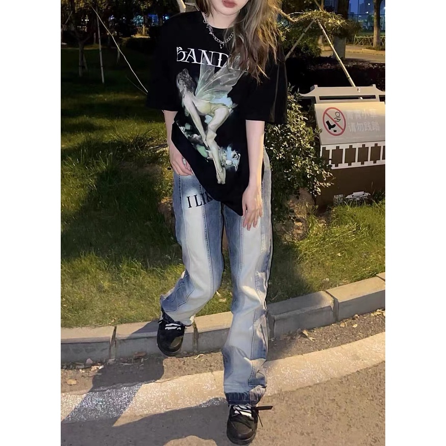 Quần jeans Nữ Lưng Cao Thêu Hoa Thời Trang Hàn