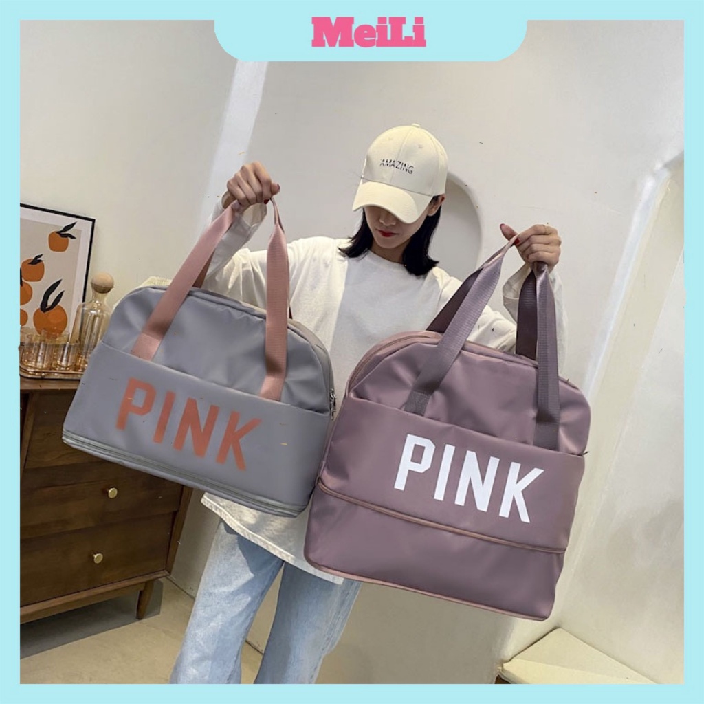 Túi Xách Du Lịch Cỡ Lớn 2 Tầng PINK - Túi Du Lịch Đa Năng Nam Nữ Sang Trọng Trọng Lượng Nhẹ Chống Thấm Nước Tốt (tuyển s