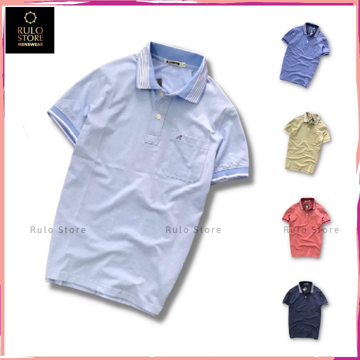 Áo polo nam thêu logo chữ A vải cotton cao cấp