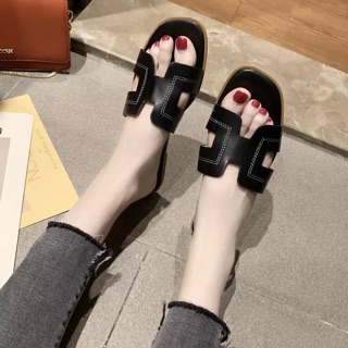 Dép lê chữ H da trơn