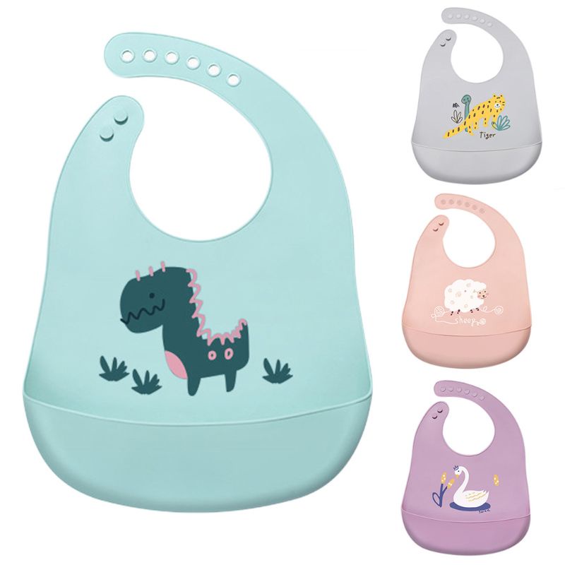 Yếm Ăn Silicone Chống Thấm Nước Có Túi Đựng Dành Cho Trẻ Em