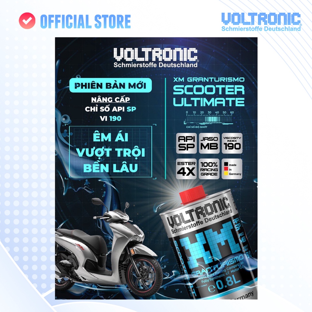 Nhớt nhập khẩu biến thiên tay ga cao cấp từ đức VOLTRONIC xm scooter ultimate 0.8l