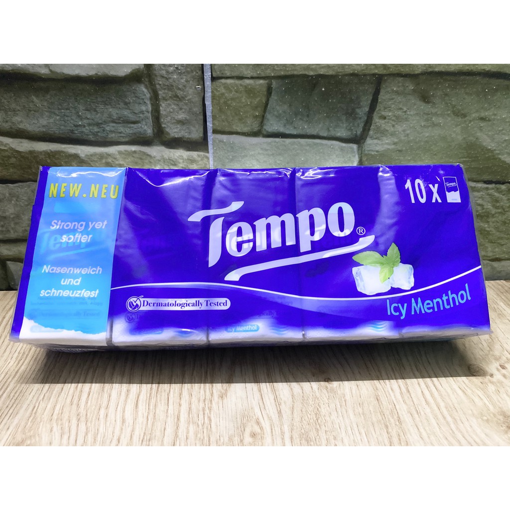 [CAM KẾT CHÍNH HÃNG] Khăn Giấy Bỏ Túi Tempo Hương Bạc Hà Lốc 10 Gói