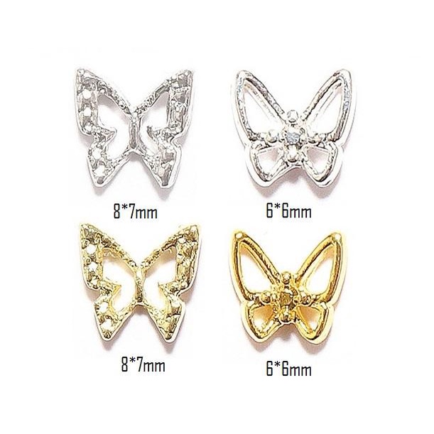 Charm Bướm Kim Loại Bóng Sáng |  Vàng Bạc Đính Trang Trí Móng Không Đá