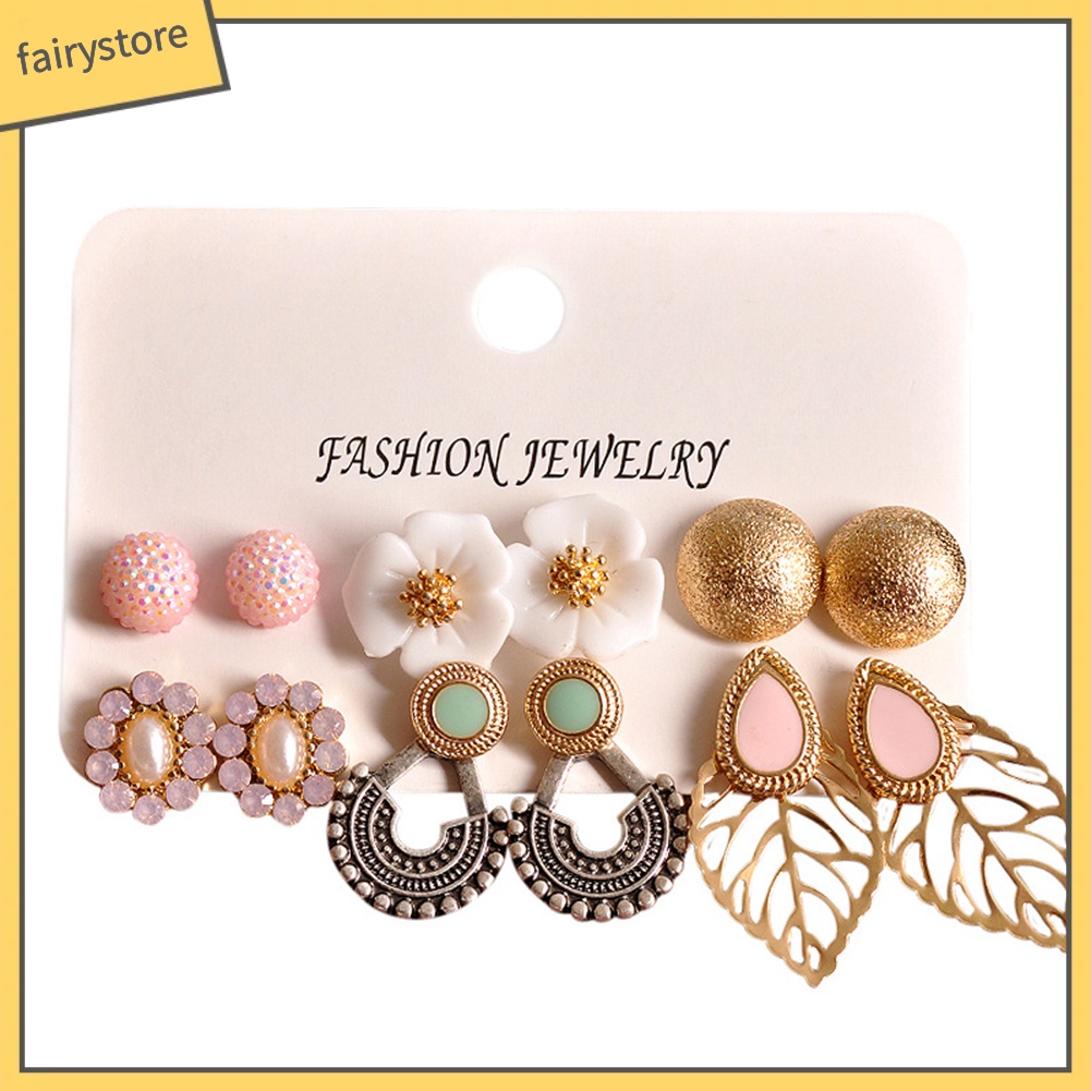 Set 6 Đôi Khuyên Tai Phong Cách Bohemian Cổ Điển Thanh Lịch Dành Cho Nữ