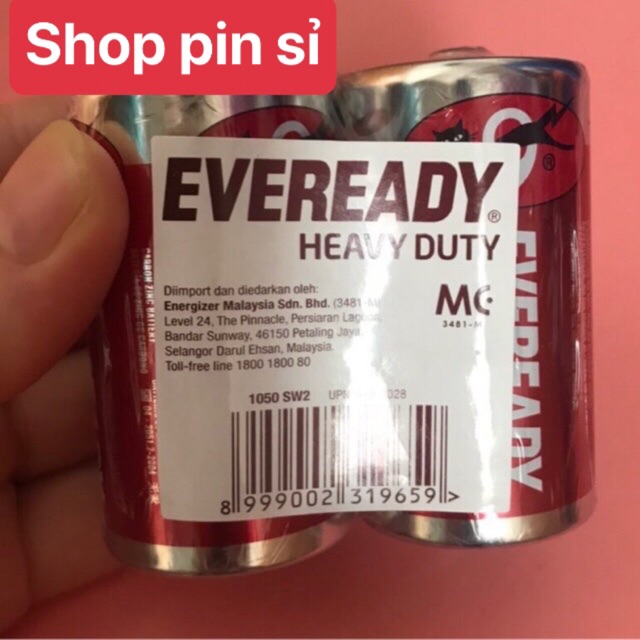 Pin đại D 1,5V Eveready 1050 BP2 Heavy Duty 1050 SW2 D