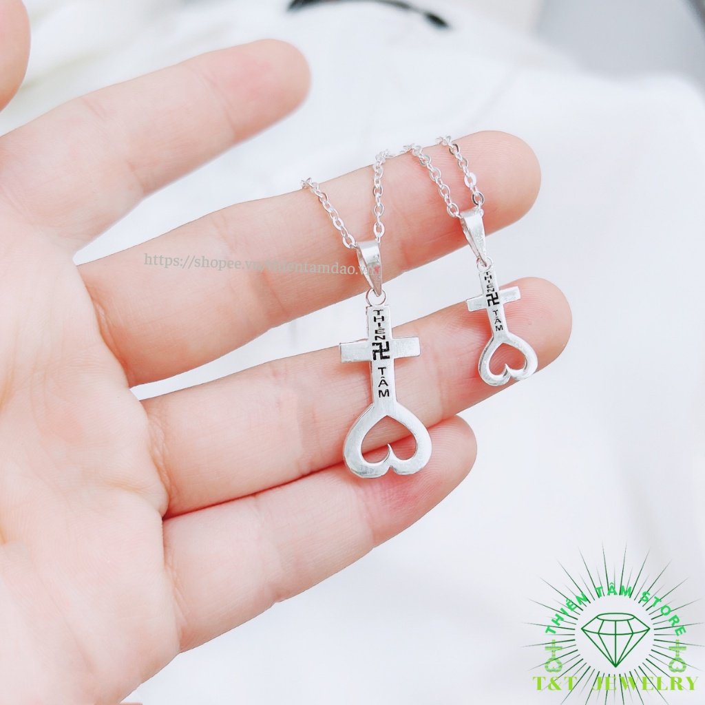 Dây chuyền thiên tâm, mặt dây chuyền dấu thiên tâm bạc 925 cao cấp khắc chữ Vạn cực đẹp T&TJewelry - MT2