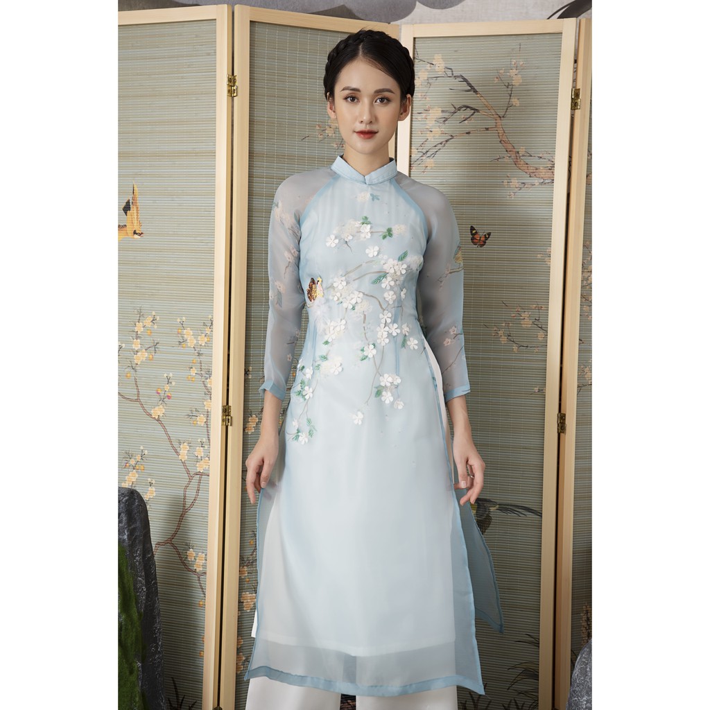 Áo dài nữ đẹp 🎀FREESHIP🎀 Áo dài voan thêu hoa sang trọng [ao dai nhung]