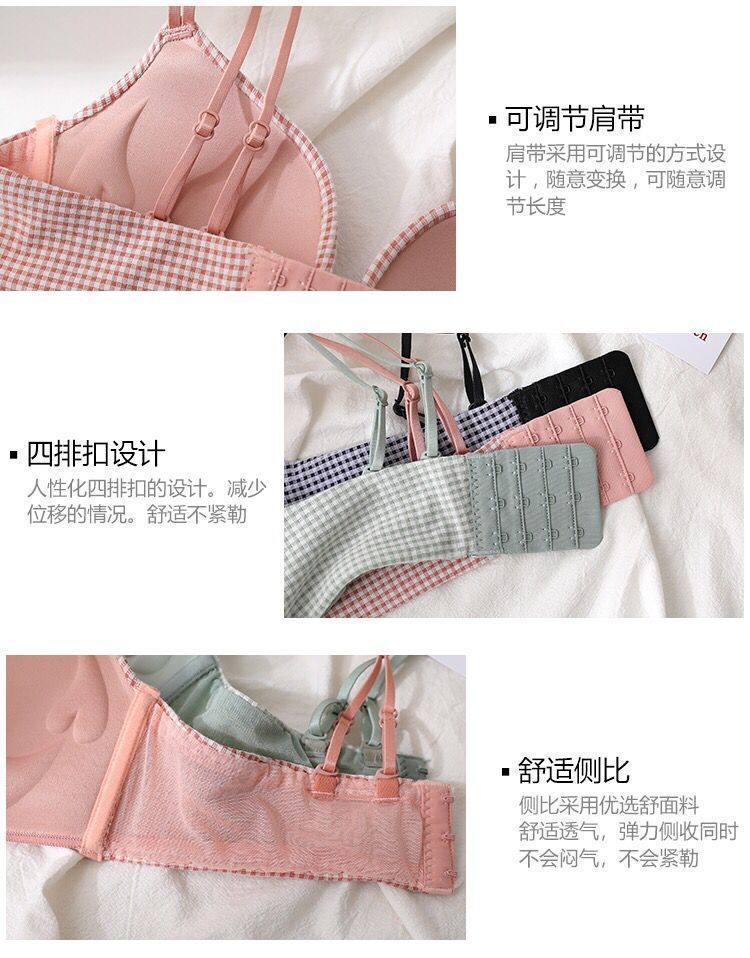 Áo Lót Nâng Ngực Họa Tiết Ca Rô Thời Trang Dành Cho Tuổi Teen