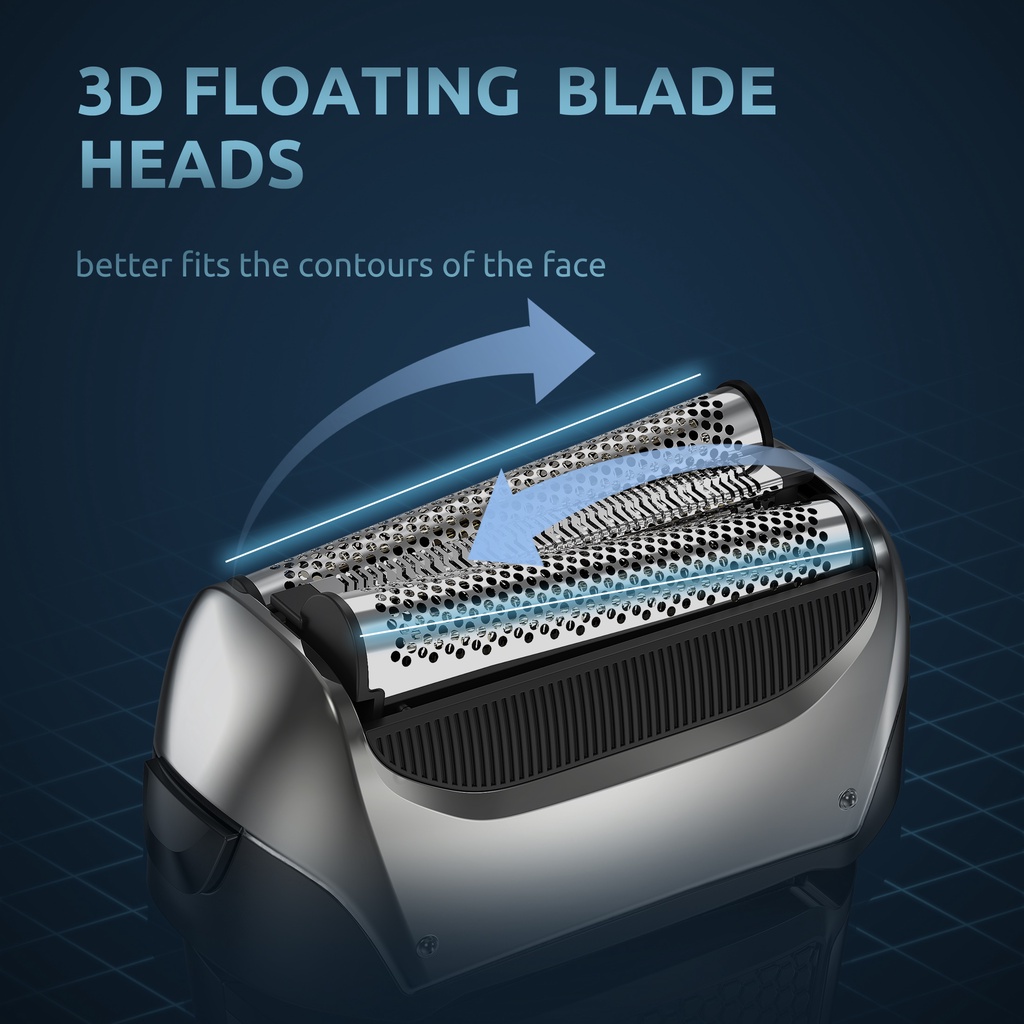 Tông đơ cạo râu KENSEN 3 lưỡi dao linh hoạt có màn hình led hiển thị ướt / khô tích hợp thời trang cho nam