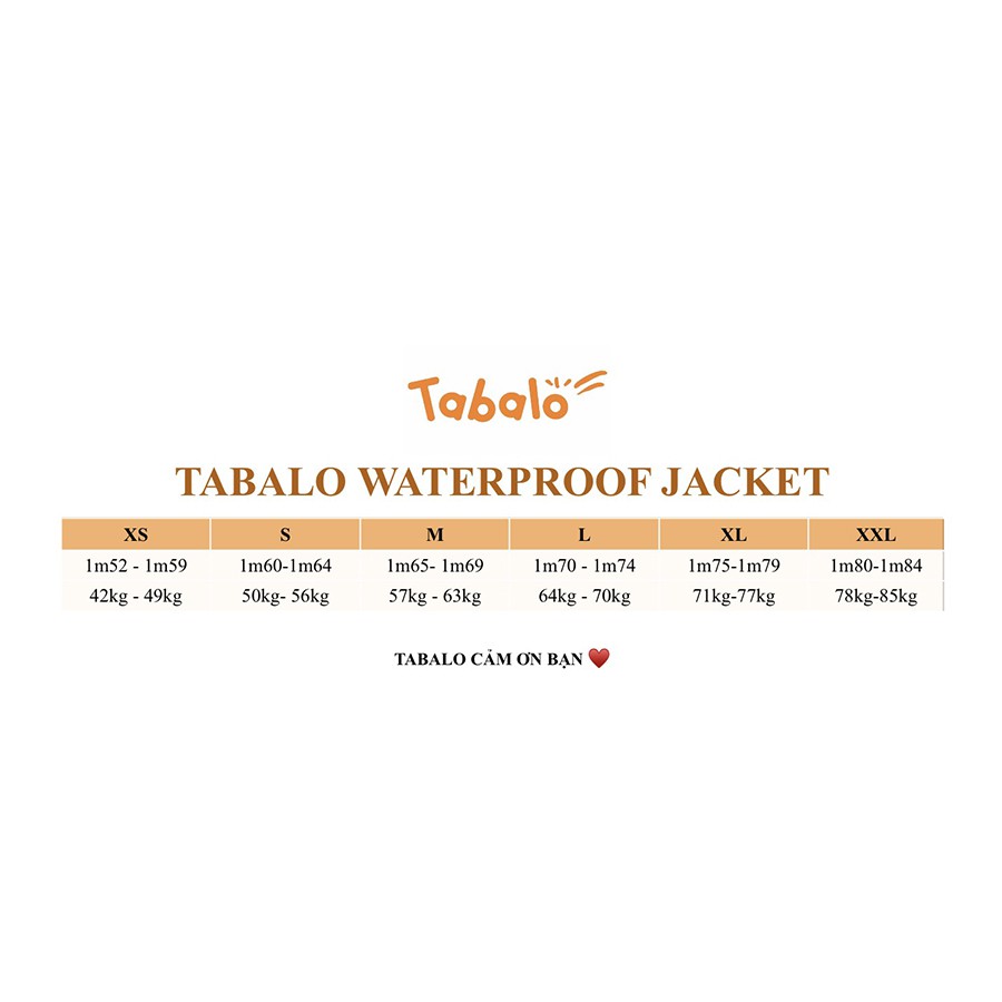 Áo Khoác Gió Tabalo Waterproof Unisex New Color 2 Lớp