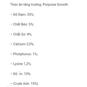 Thức ăn cho các loại cá chép Koi tăng trọng thương hiệu Porpoise 5 kg