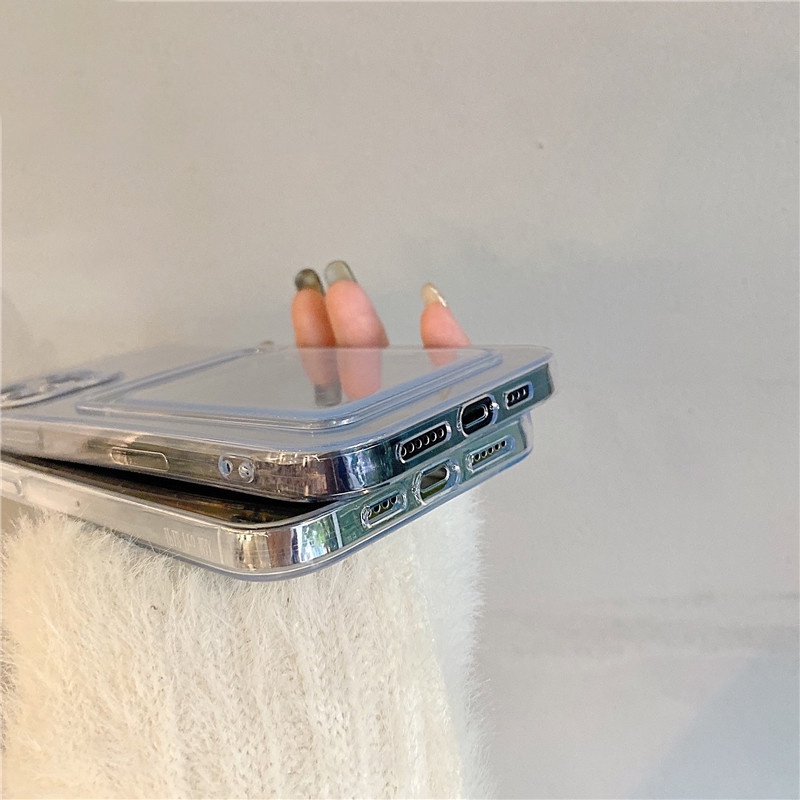 Ốp Điện Thoại Mềm Trong Suốt Màu Gradient Có Ngăn Đựng Thẻ Cho iPhone 14 13 11 12 Pro Max X XS XR 7 8 Plus SE 2020
