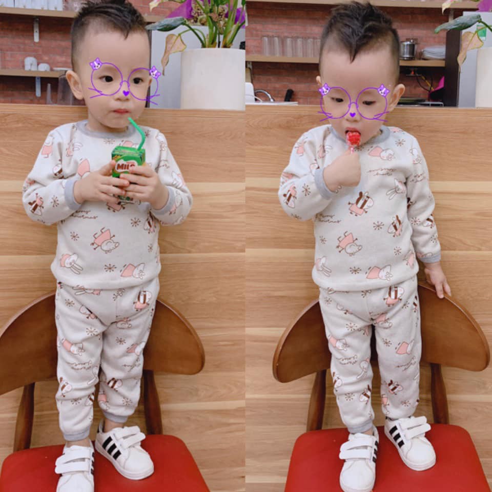 Set 5 bộ nỉ bông chất nỉ bông quảng châu đẹp cho bé trai