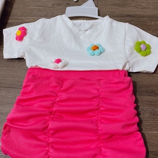Set CV nhún + áo hoa ( ảnh thật shop chụp )