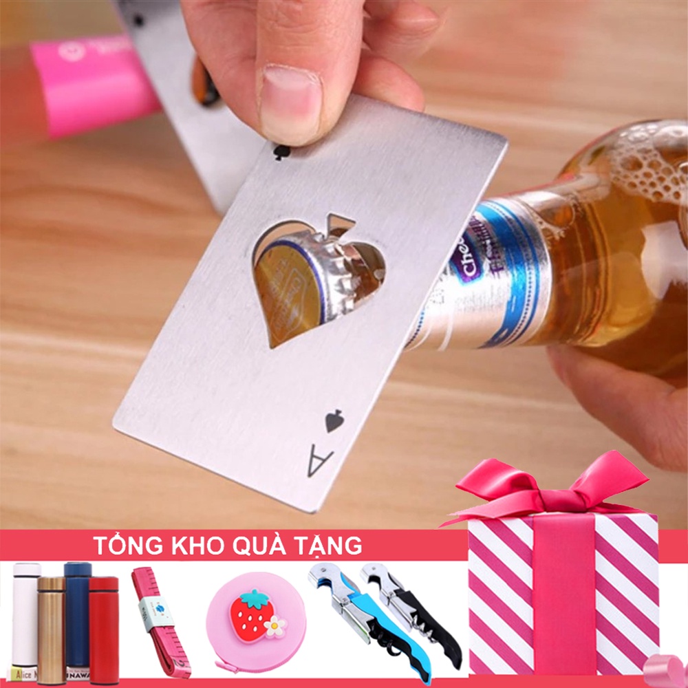 Dụng Cụ Mở Bia Độc Đáo Bỏ Túi - HÌNH LÁ BÀI Át Bích I4 (Bạc/Đen)