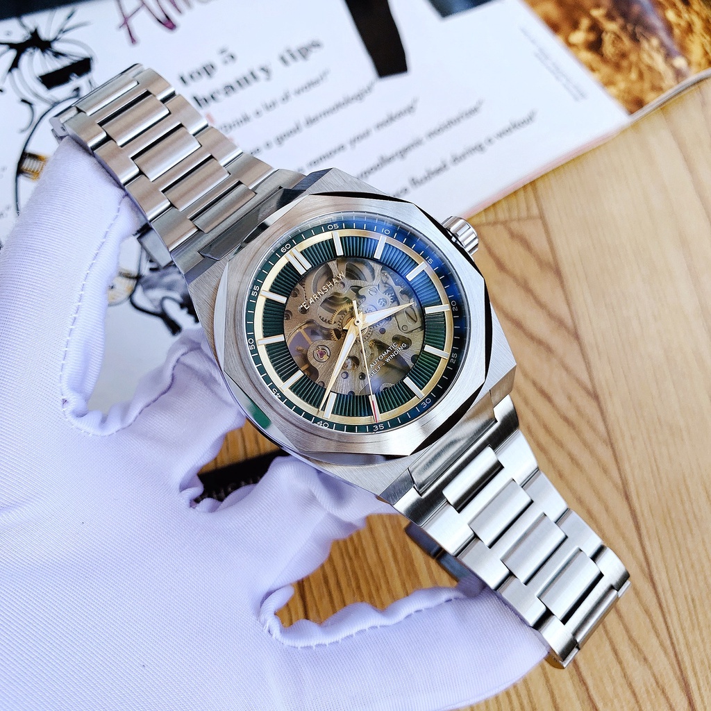 Đồng Hồ Nam THOMAS EARNSHAW ES-8182-44 Automatic Dây Sắt Mặt Xanh Lá