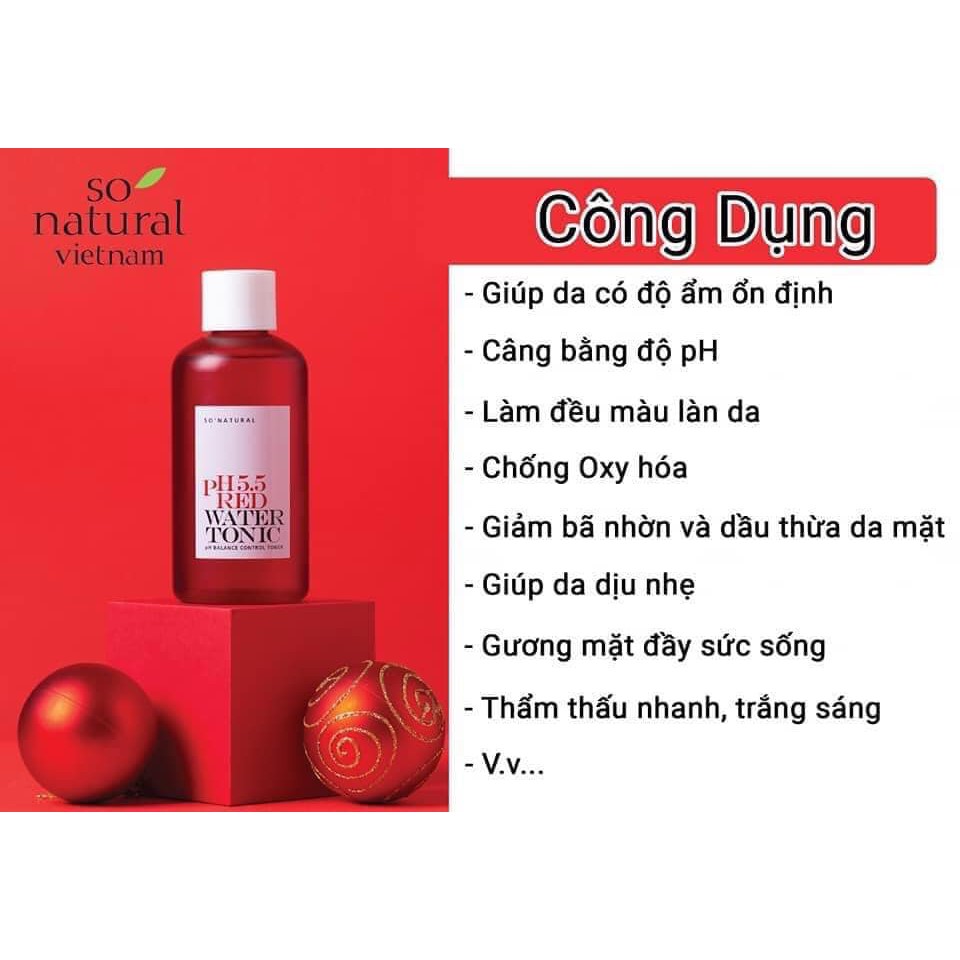 Nước Hoa Hồng Cấp Ẩm Cho Mọi Làn Da So Natural Red Peel PH 5.5 Red Water Tonic Toner 250ml Chính Hãng Hàn Quốc | BigBuy360 - bigbuy360.vn