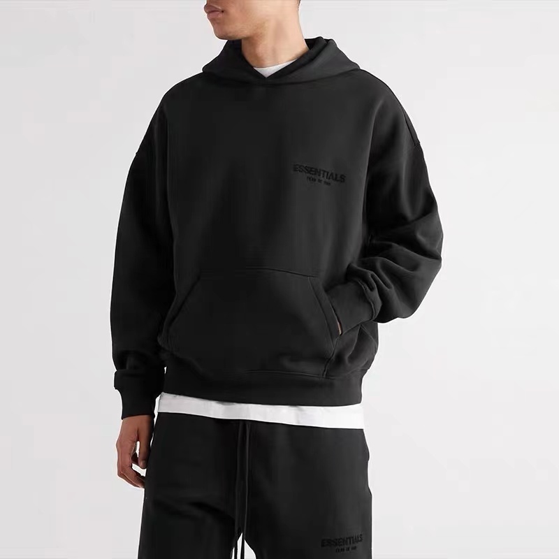 FOG FEAR OF GOD ESSENTIALS Double-line LOGO flocking print hooded casual couple fleece sweater autumn and winter