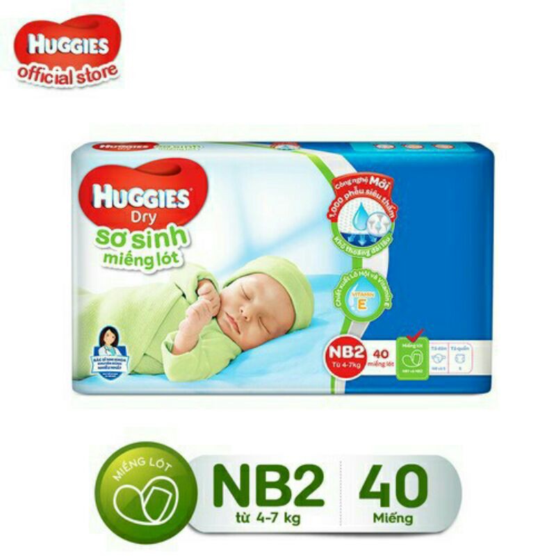 Miếng Lót Sơ Sinh HUGGIES NB2_40 Miếng