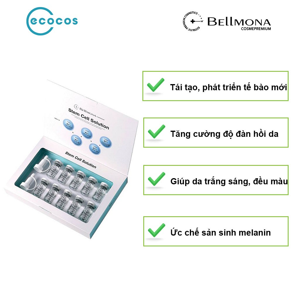 Dịch chiết tế bào gốc đậm đặc, tái tạo, phát triển tế bào da mới, làm dịu và trắng sáng da Bellmona Stem Cell Solution