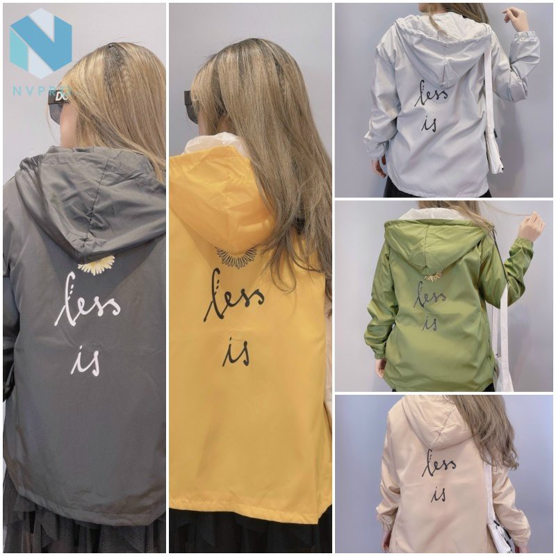Áo khoác dù lót 2 lớp phối hoa tình yêu LESS IT H014
