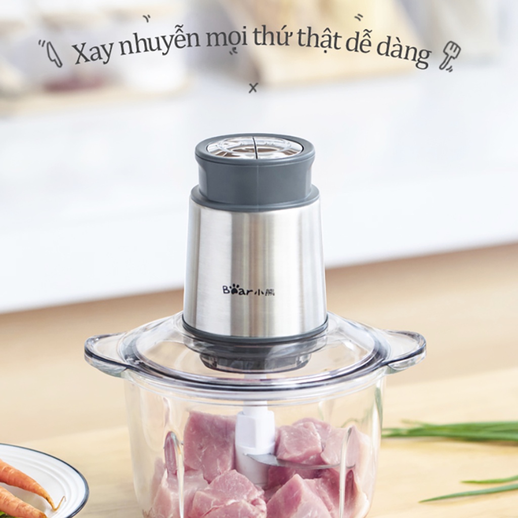 Máy Xay Thịt Đa Năng, Máy Xay Sinh Tố 2L Bear QSJ-B03Y7 - Hàng Chính Hãng - Bảo Hành 18 Tháng