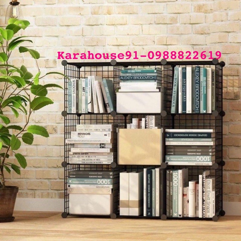 Tủ lưới ghép lưới sắt đa năng 9 ô. Chịu tối đa 20kg/1 ô.