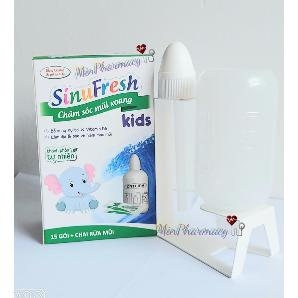 Muối Rửa Mũi Xoang Trẻ Em Sinu Fresh Kid / Hộp 15 Gói + Bình Rửa Mũi