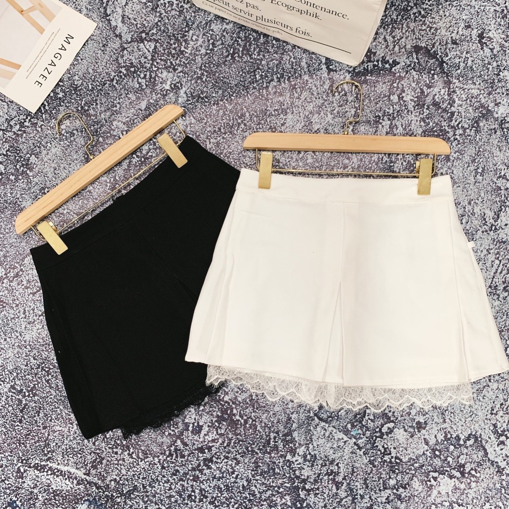 CHÂN VÁY XÒE DÁNG CHỮ A PHỐI REN style CÔNG SỞ - CV0047 | steven.factory