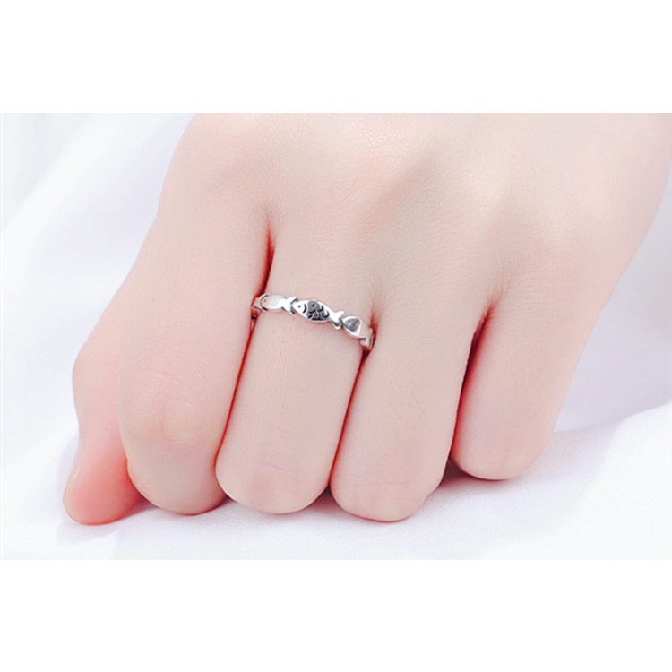 Nhẫn Bạc Thái Hình Cá Nhỏ Đơn Giản Sáng Tạo