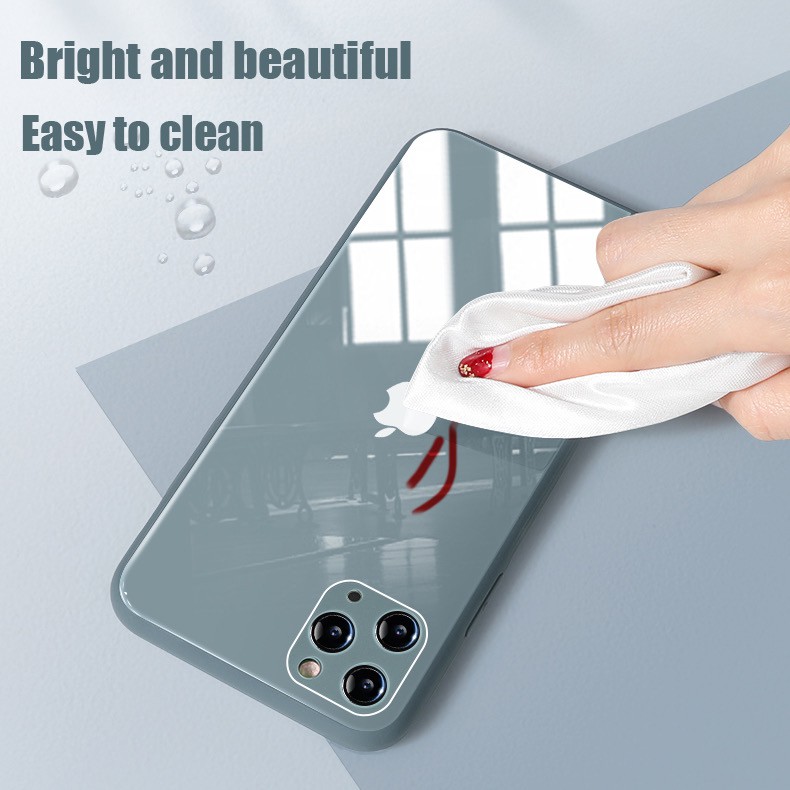 Ốp điện thoại kính silicone lỏng cứng 9H chống sốc bảo vệ camera cho IPhone 11 Pro Max 6 6s 7 8 Plus | BigBuy360 - bigbuy360.vn