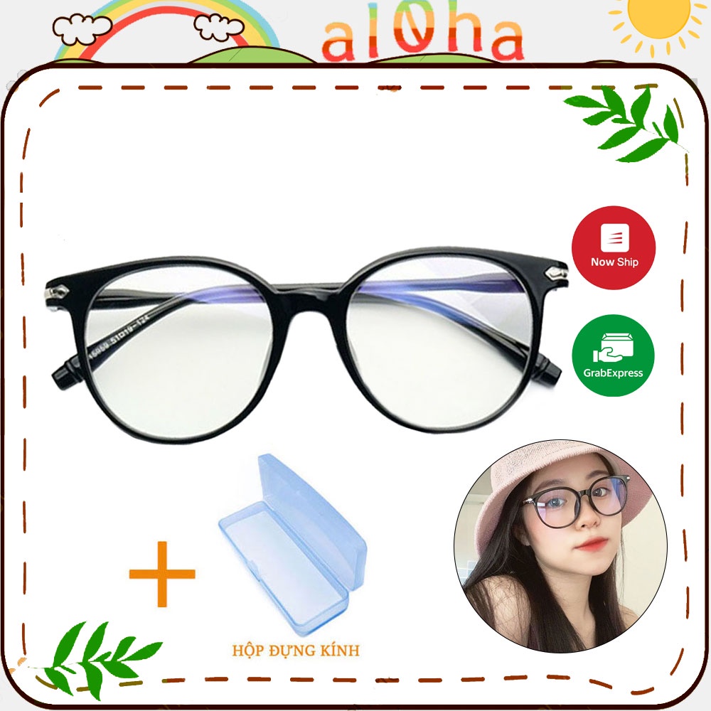 Mắt kính thời trang chống tia bức xạ UV, chống bụi gọng nhựa tròn K0115 unisex nam nữ style giả cận, phong cách tri thức