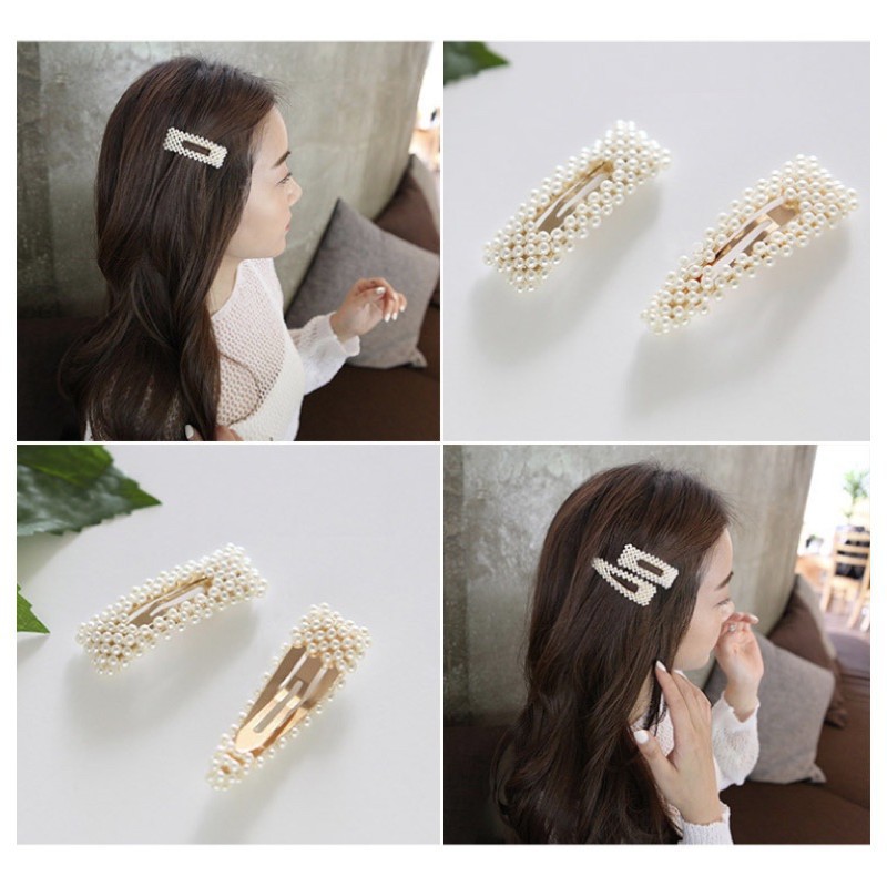 Kẹp Tóc Đính Ngọc Trai Trắng Phong Cách Cổ Điển Thanh Lịch Cho Nữ