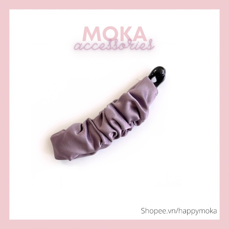 Kẹp tóc dọc phồng vải nhún mẫu mới Moka (Ảnh thật shop tự chụp 100%)