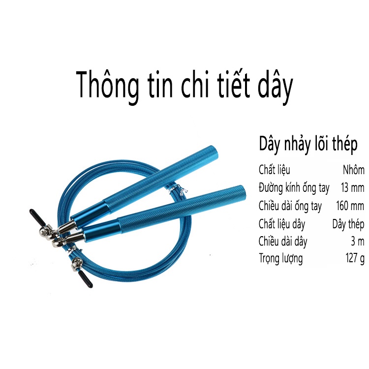 Dây nhảy lõi thép, tay cầm hợp kim nhôm, bền bỉ dẻo dai Cleacco