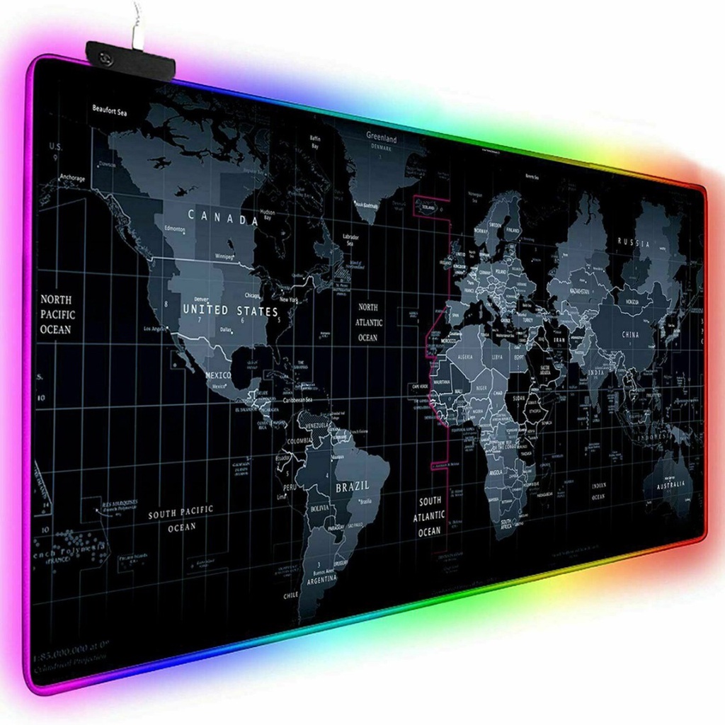 Tấm lót chuột và bàn phím chơi game hình bản đồ có đèn LED RGB nhiều màu