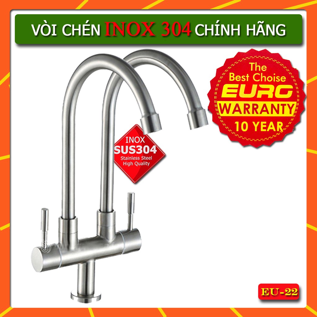 Vòi Đôi Nước Rửa Chén inox Gắn Chậu [INOX SUS304 – Thép không gỉ chất lượng cao]