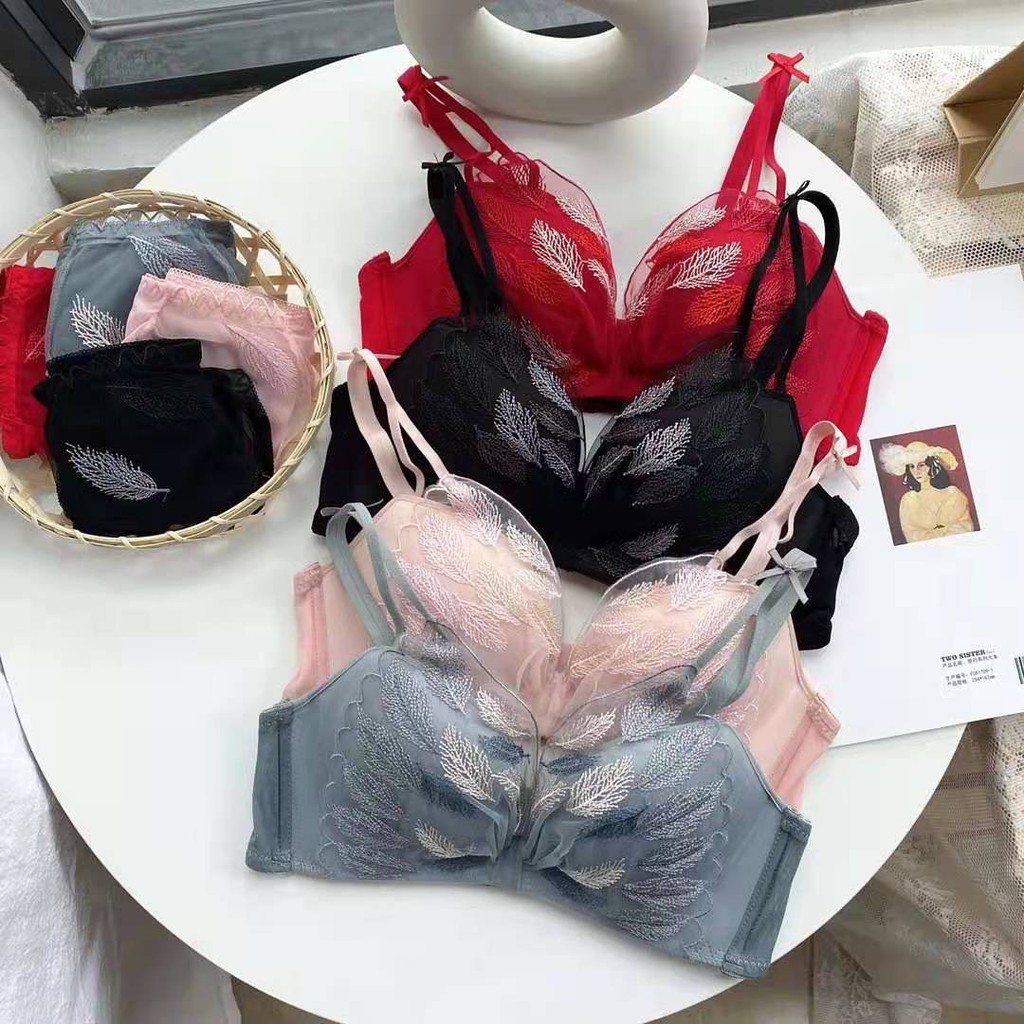 Bộ Đồ Lót Ren Lông Vũ Không Gọng Đệm Dày Dây Phối Nơ AL21 | BigBuy360 - bigbuy360.vn