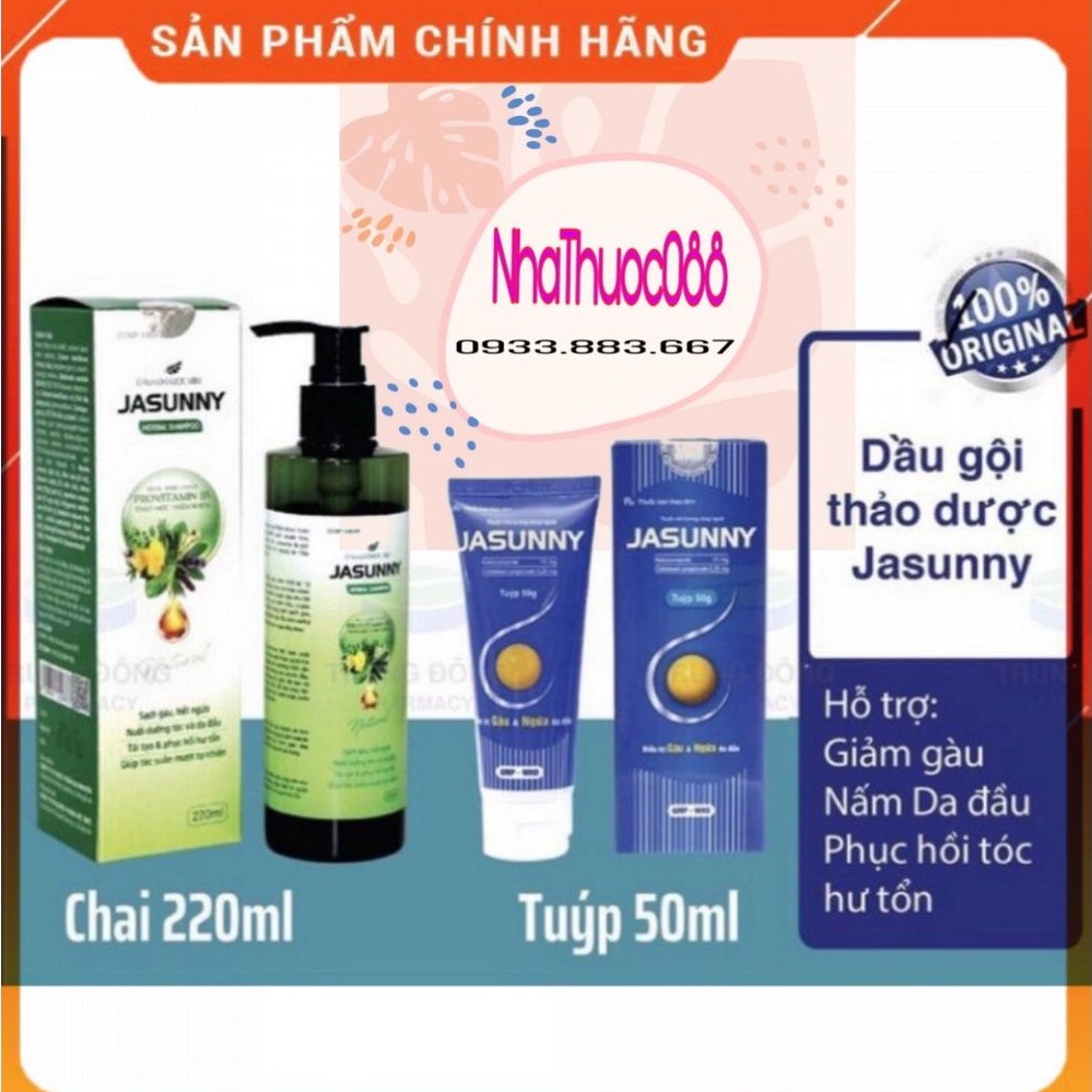 Dầu gội dược liệu Jasunny. hỗ trợ giảm gàu, ngứa hết nấm da đầu Jassuny. Hộp 50 gói, Tuýp 50g