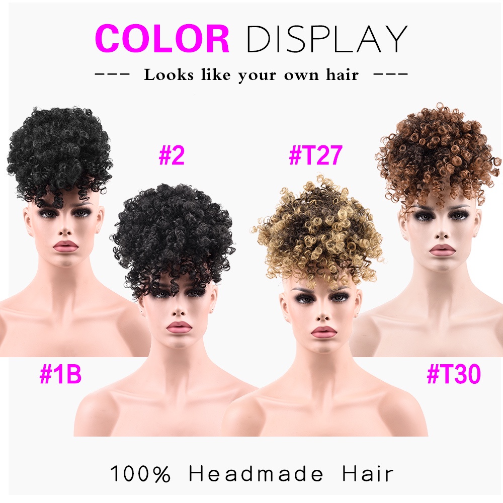 Tóc Giả Loại Ngắn Và Xoăn Phồng Màu Đen Phong Cách Châu Phi Thời Trang Cho Nữ