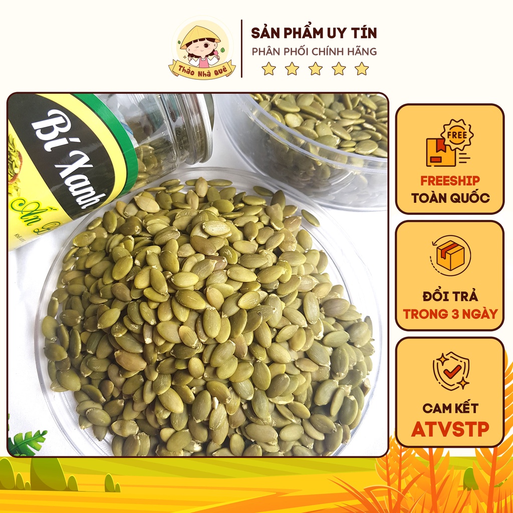 Hạt bí xanh Ấn Độ, hạt dưa rang đã tách vỏ 500g - Đồ ăn vặt dinh dưỡng healthy