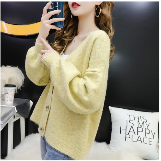 Áo khoác cardigan dệt kim dáng rộng phong cách cổ điển thời trang mùa xuân cho nữ