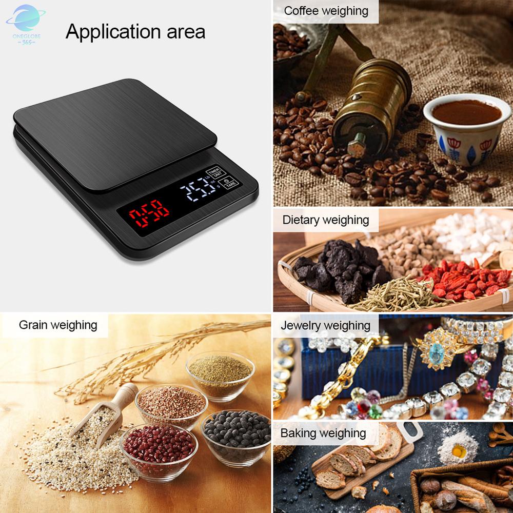O&G Food Scale Coffee Scale 22lb Digital Kitchen Scale Weight Grams and Oz for Cooking Baking with Timer LED Display Tare Function Portable Electronic Scales